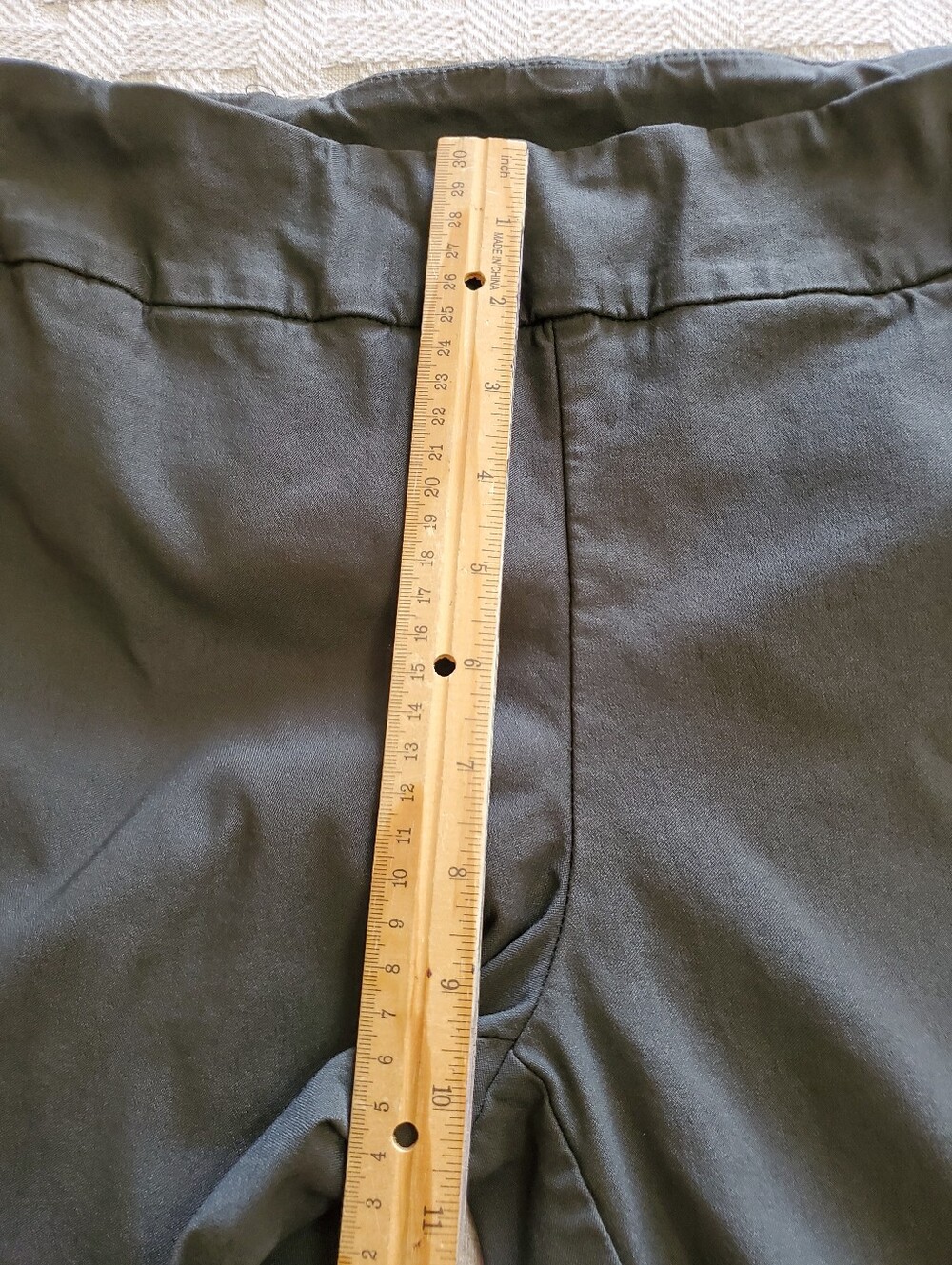 Tribal Olive Green Stretch Pull On Straight Leg Cuffed Ankle Dress Pants Cropped - Picture 9 of 13